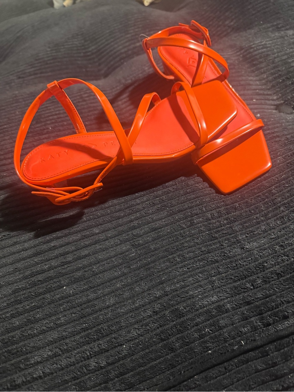 Katy Perry Collections Orange Strappy Square-Toe Sandals size 7.5 - Picture 3 of 5